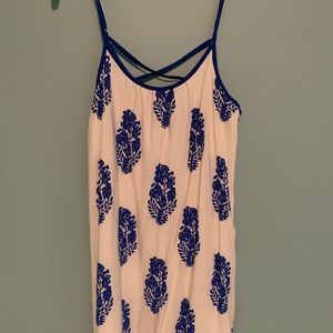 Blue and white pattern sundress